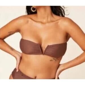 NWT Andie Swim Espresso Brown Bandeau
Bikini Scala Top Strapless XS V Notch